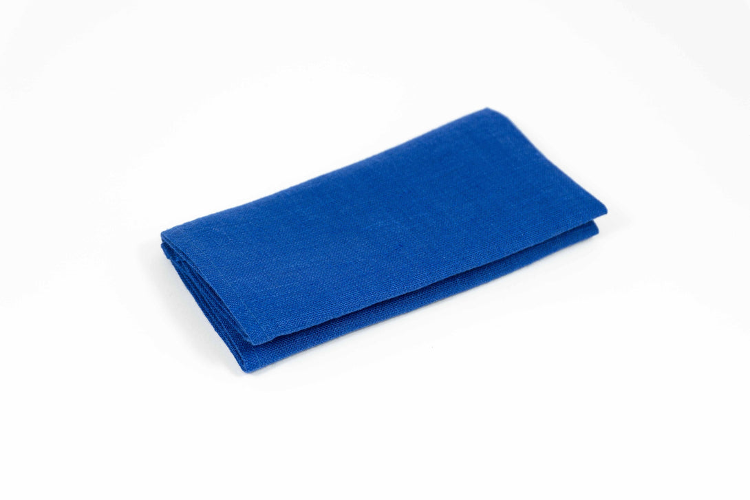 Royal blue color linen pocket square and handkerchief for weddings available with matching necktie or bow tie