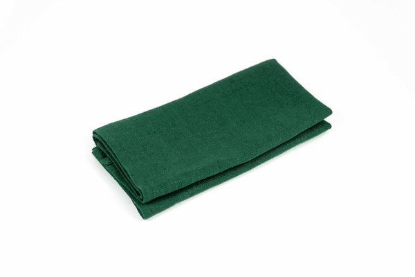 Dark green color linen pocket square or handkerchief for men available with matching bow tie or necktie - dark green skinny necktie