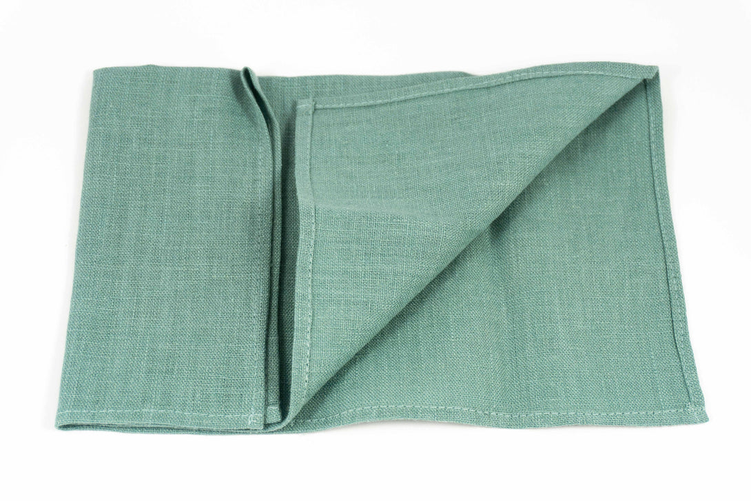 Sea green pre-tied linen bow ties for men and boys