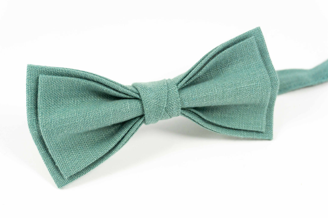 Sea Green mens linen bow ties for groomsmen gift