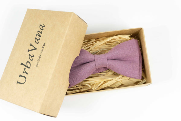 Purple linen bow tie for weddings