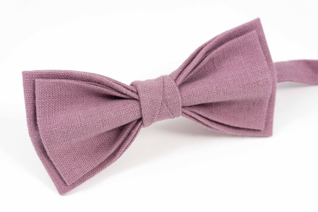 Light purple pre-tied linen bow tie for wedding - wedding bow tie gift for groomsmen