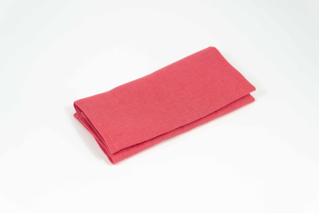 Coral color mens linen ties for wedding and matching handkerchief