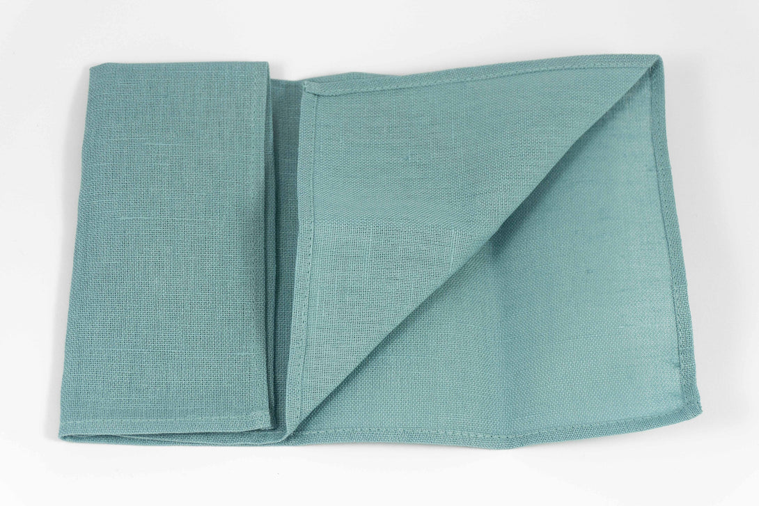 Sea blue color pocket square or handkerchief for men available with matching bow tie or necktie for man