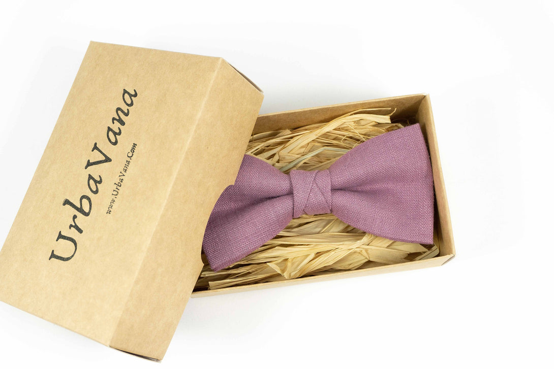 Purple color classic mens bow ties for weddings available with matching pocket square