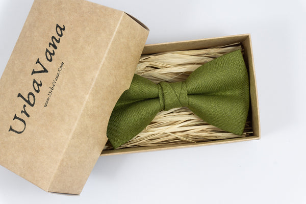 Light olive green wedding bow ties for men and boys