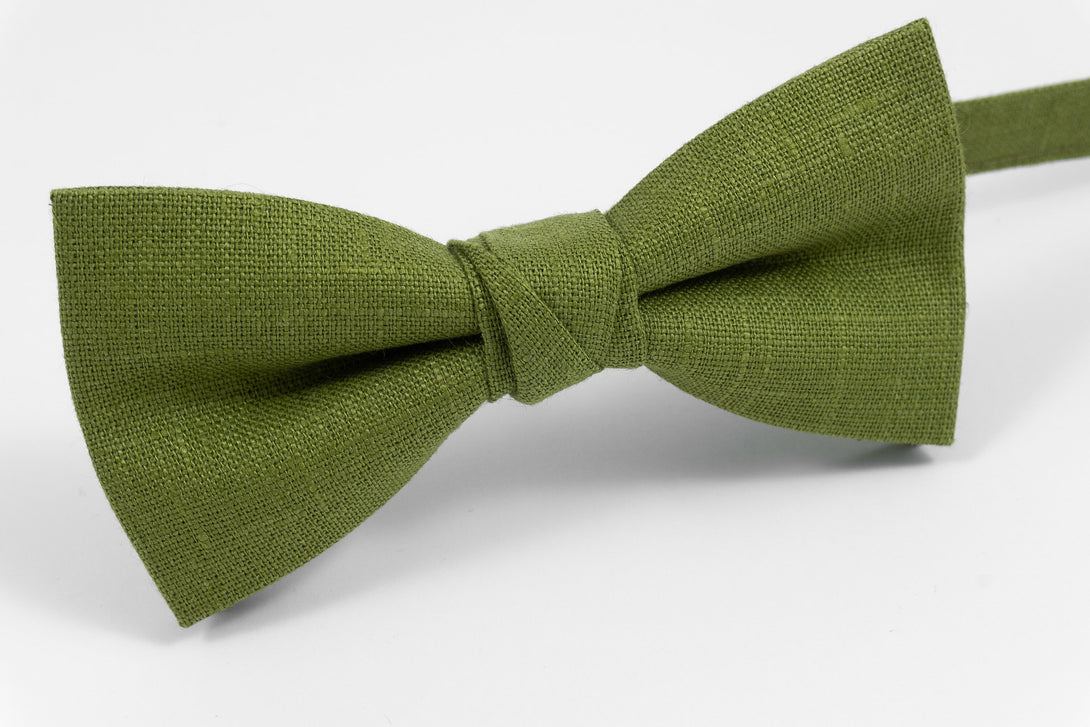 Light olive green color pre-tied bow ties for weddings