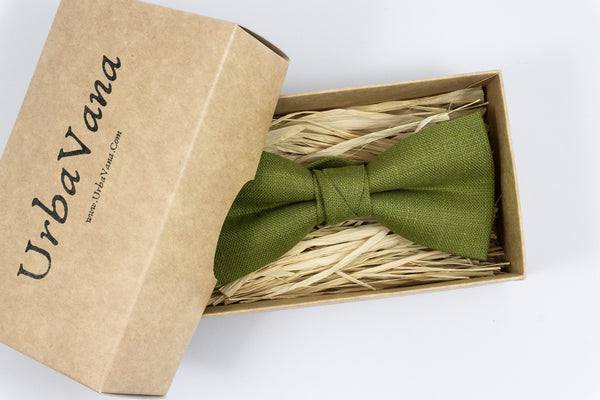 Light olive green color pre-tied bow ties for weddings