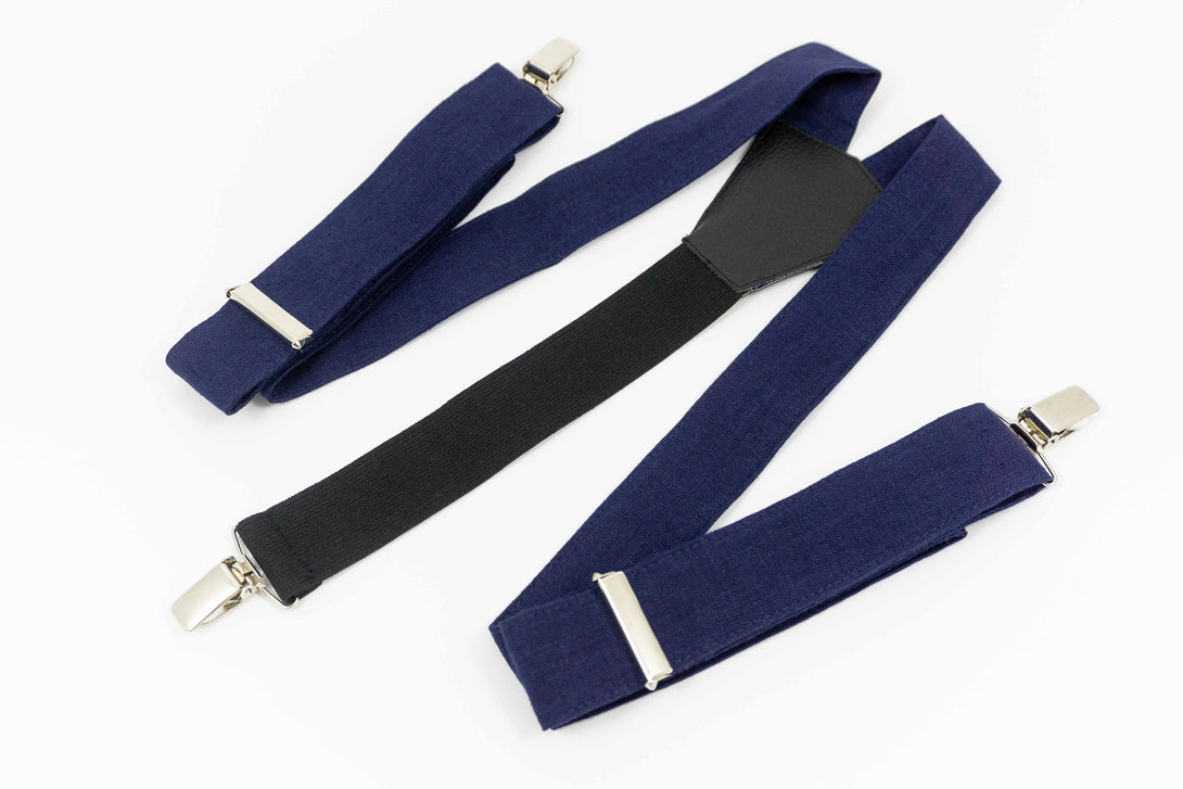 Dark Navy blue color Y-back wedding suspenders for groomsmen and groom