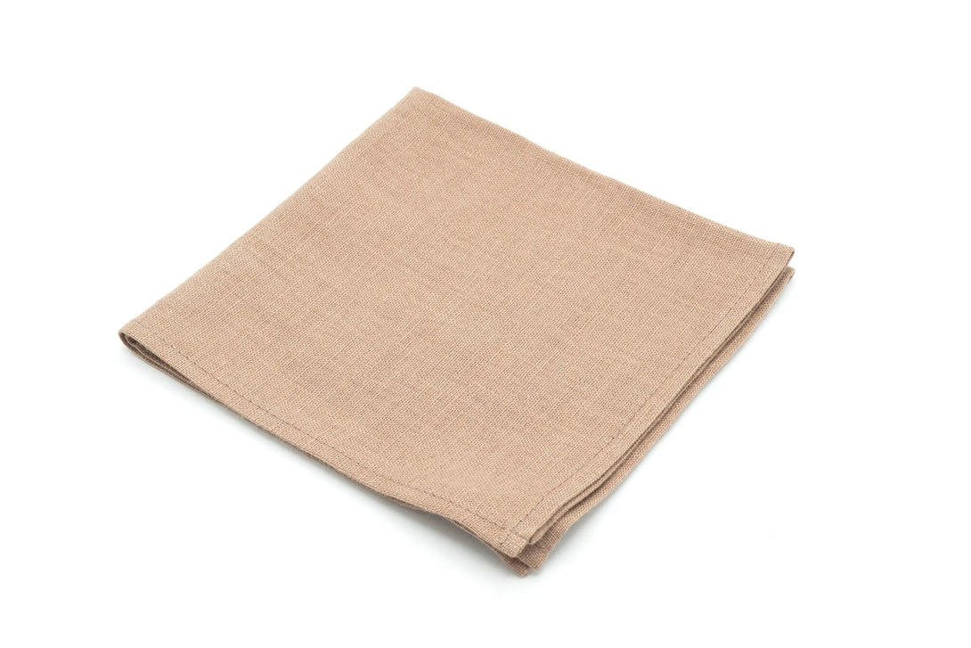 Taupe color linen pocket square / handkerchief available with matching groomsmen ties for weddings / Mocha necktie for man