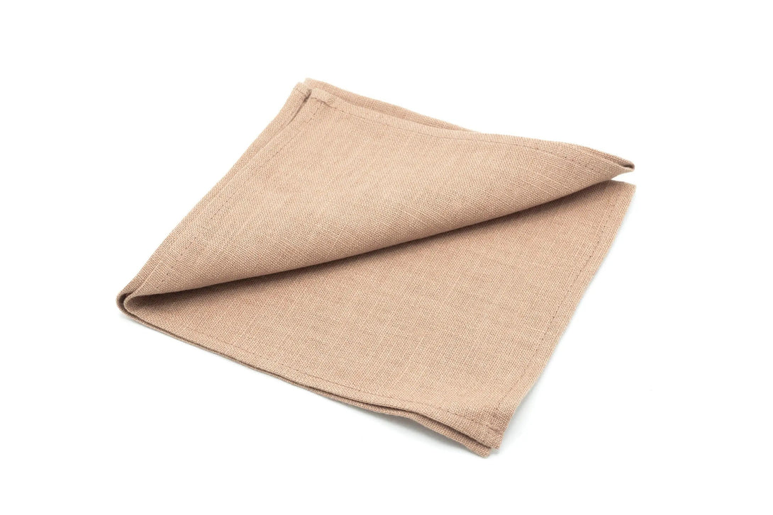 Taupe color linen pocket square / handkerchief available with matching groomsmen ties for weddings / Mocha necktie for man