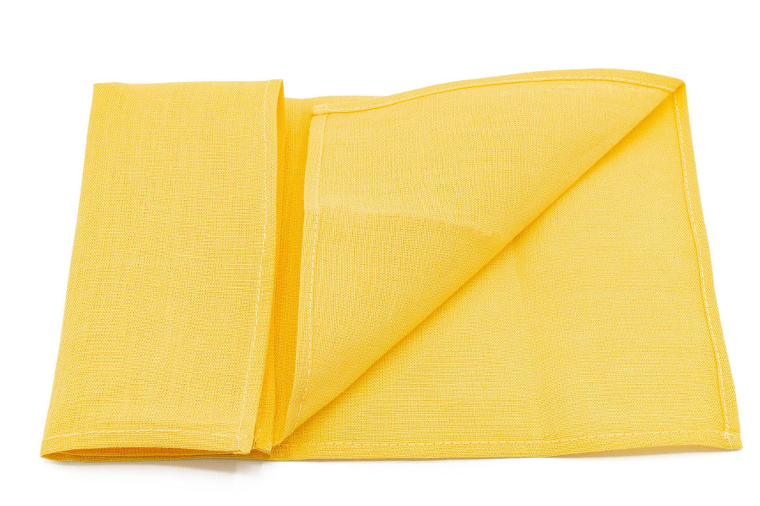Yellow linen wedding bow ties - bow ties for men and pocket square