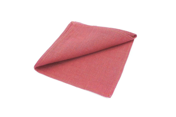 Dark Rose color linen pocket square / handkerchief available with men's skinny or slim necktie / Groomsmen ties for weddings