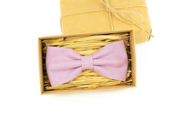 Light purple linen butterfly wedding bow ties for groomsmen / Anniversary gift for men