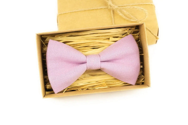 Light purple linen bow ties for men and toddler boys / Unique wedding tie for groomsmen