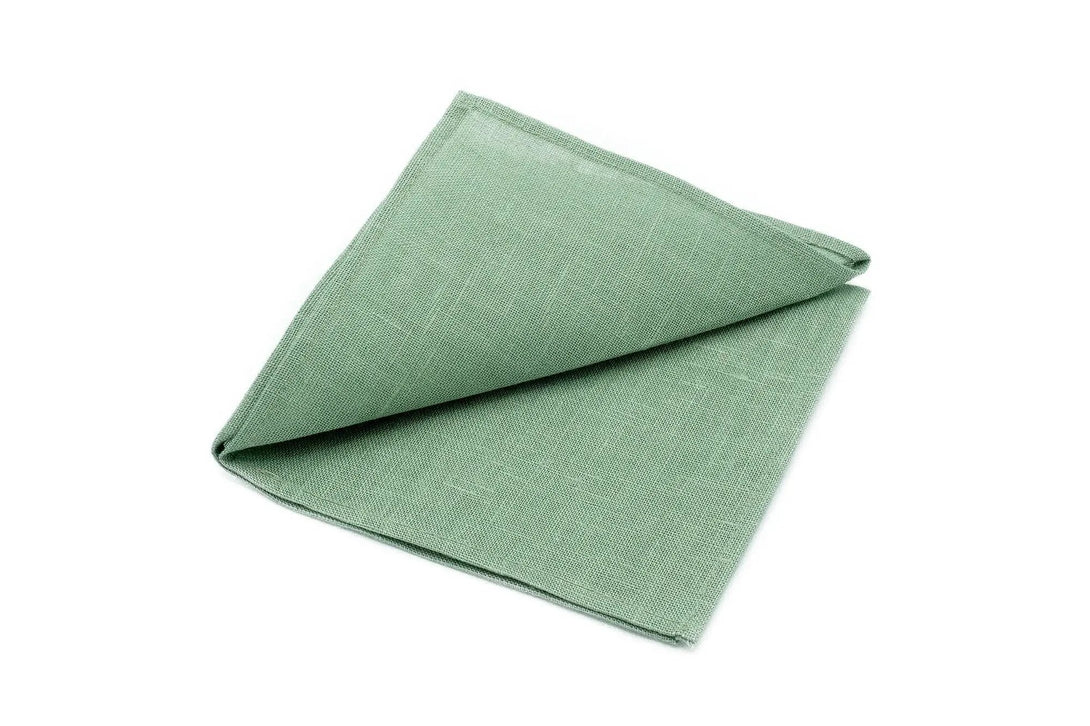 Sage green color linen pocket square / handkerchief available with matching wedding necktie for groomsmen / Unique anniversary gift for men