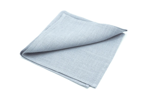 Dusty blue color linen pocket square / handkerchief available with skinny slim or standard groomsmen neckties for weddings