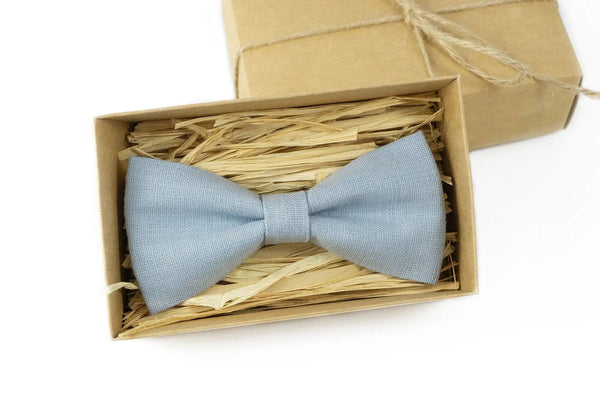 Dusty blue pre-tied classic bow ties for men as unique anniversary gift for husband / Baptism bow ties for boys