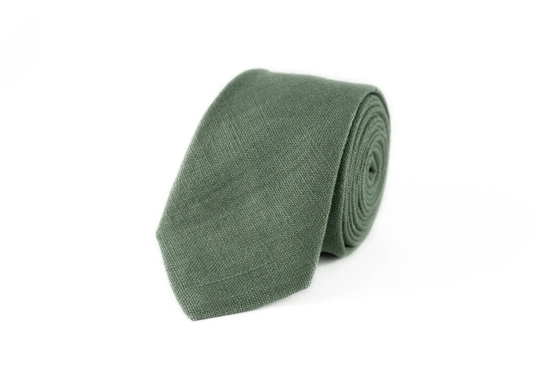 Pine green color pre-tied linen best men ties / Hunter green bow ties for men or boys and slim or skinny neckties