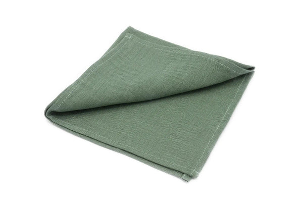 Pine green color linen pocket square / handkerchief available with matching wedding necktie for groomsmen / Unique anniversary gift for men