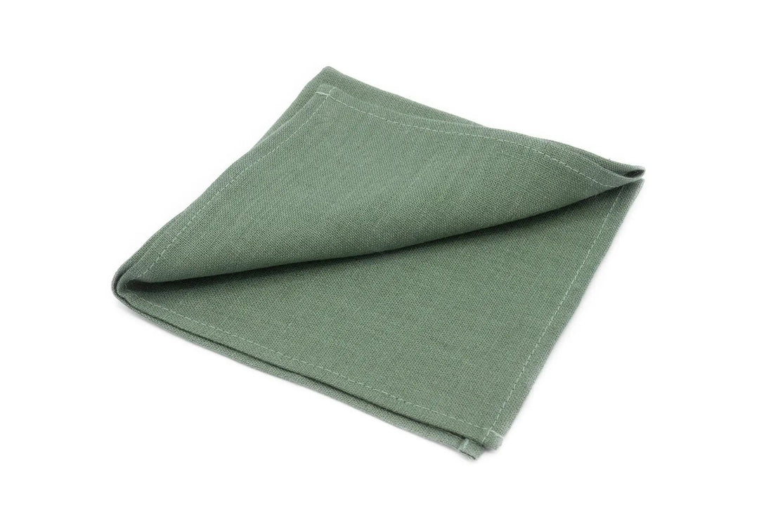 Pine green color pre-tied linen men's bow ties for weddings / Hunter green neckties for men available with matching pocket square