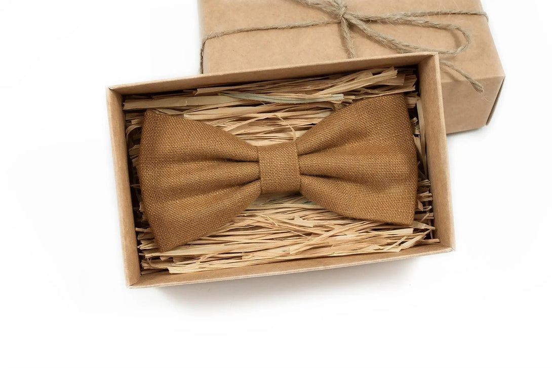 Camel color groomsmen bow ties for weddings / Camel best men ties and ring bearer bow ties available with matching pocket square