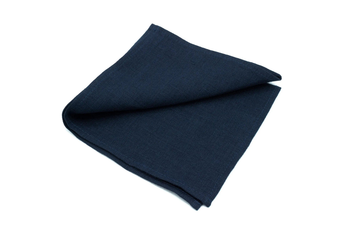 Midnight blue linen handmade necktie for man / Dark blue wedding necktie for groomsmen proposal gift