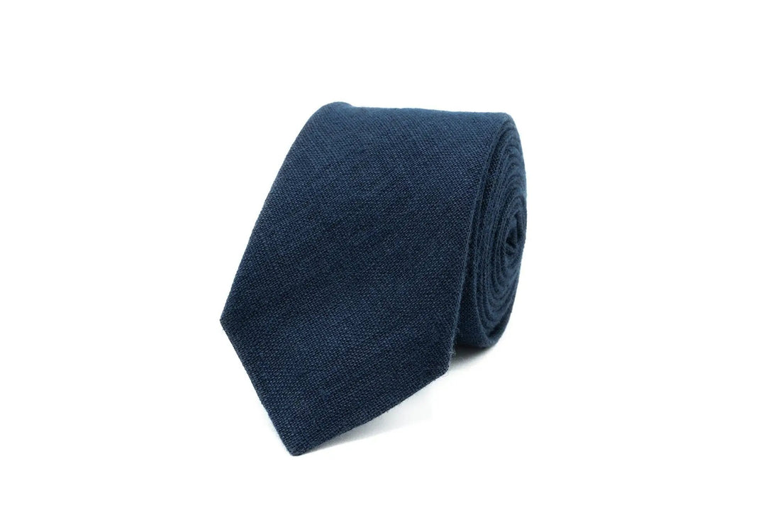 Midnight Blue color linen groomsmen bow ties for weddings / Unique gift for men husband or boyfriend