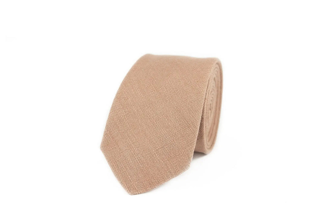 Taupe color linen pocket square / handkerchief available with matching groomsmen ties for weddings / Mocha necktie for man