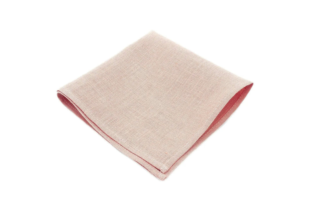 Dusty pink color linen pocket square / handkerchief available with skinny slim or standard groomsmen neckties for weddings