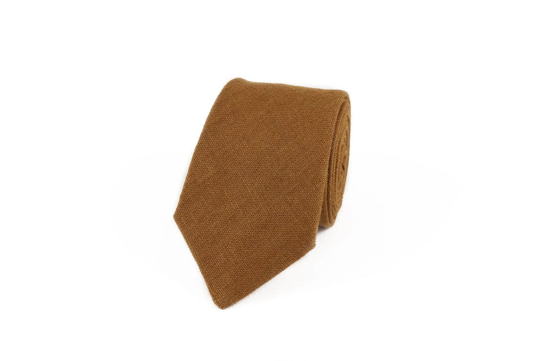 Cinnamon brown linen pocket square / handkerchief available with groomsmen necktie for wedding / Rustic brown wedding gift for men