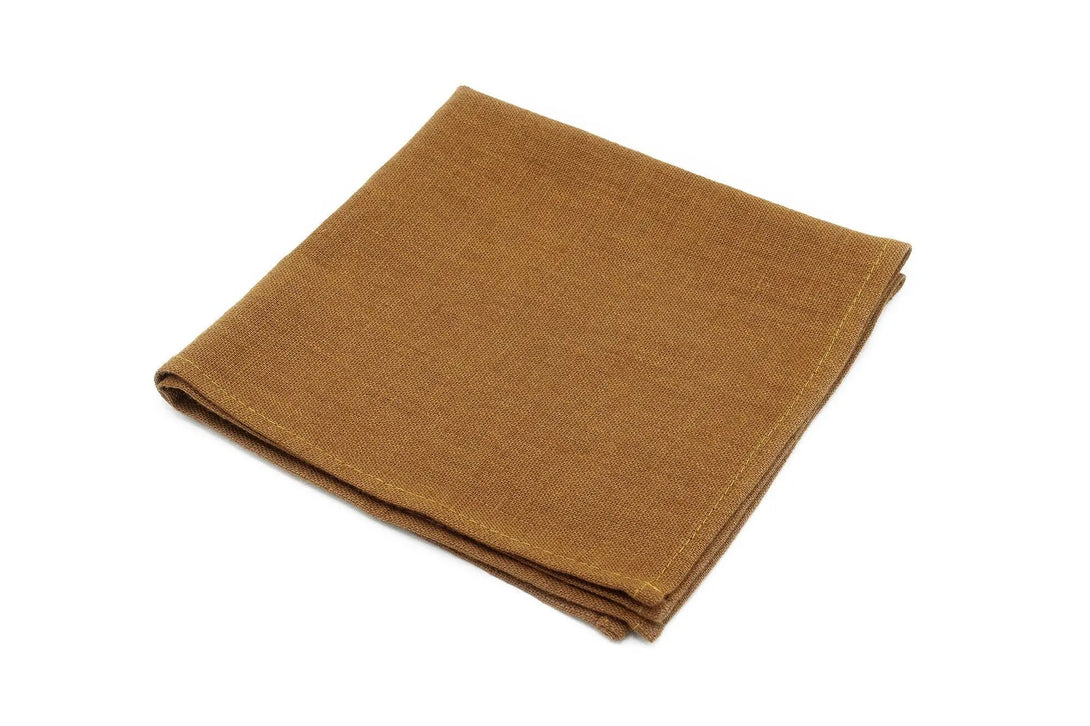 Cinnamon brown linen pocket square / handkerchief available with groomsmen necktie for wedding / Rustic brown wedding gift for men