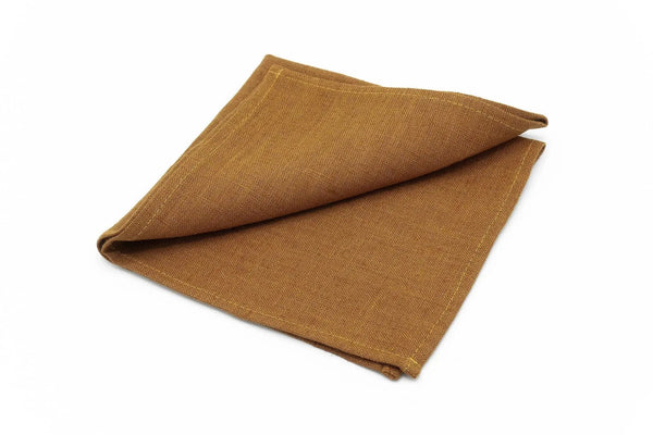 Cinnamon brown linen pocket square / handkerchief available with groomsmen necktie for wedding / Rustic brown wedding gift for men