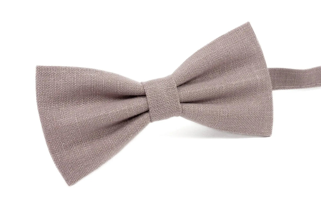 Dark Mauve linen pre-tied wedding bow ties for groomsmen and ring bearer boys / Anniversary gift for men