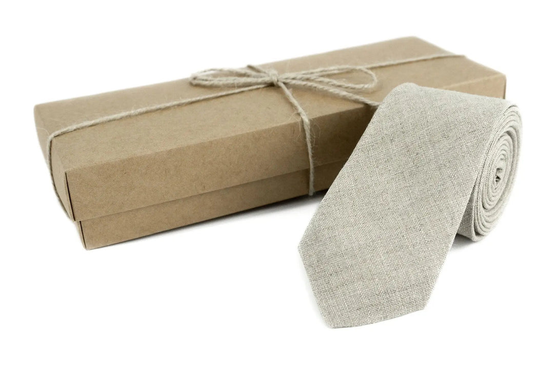 Natural linen color linen pocket square / handkerchief available with groomsmen necktie / Rustic wedding gift for men