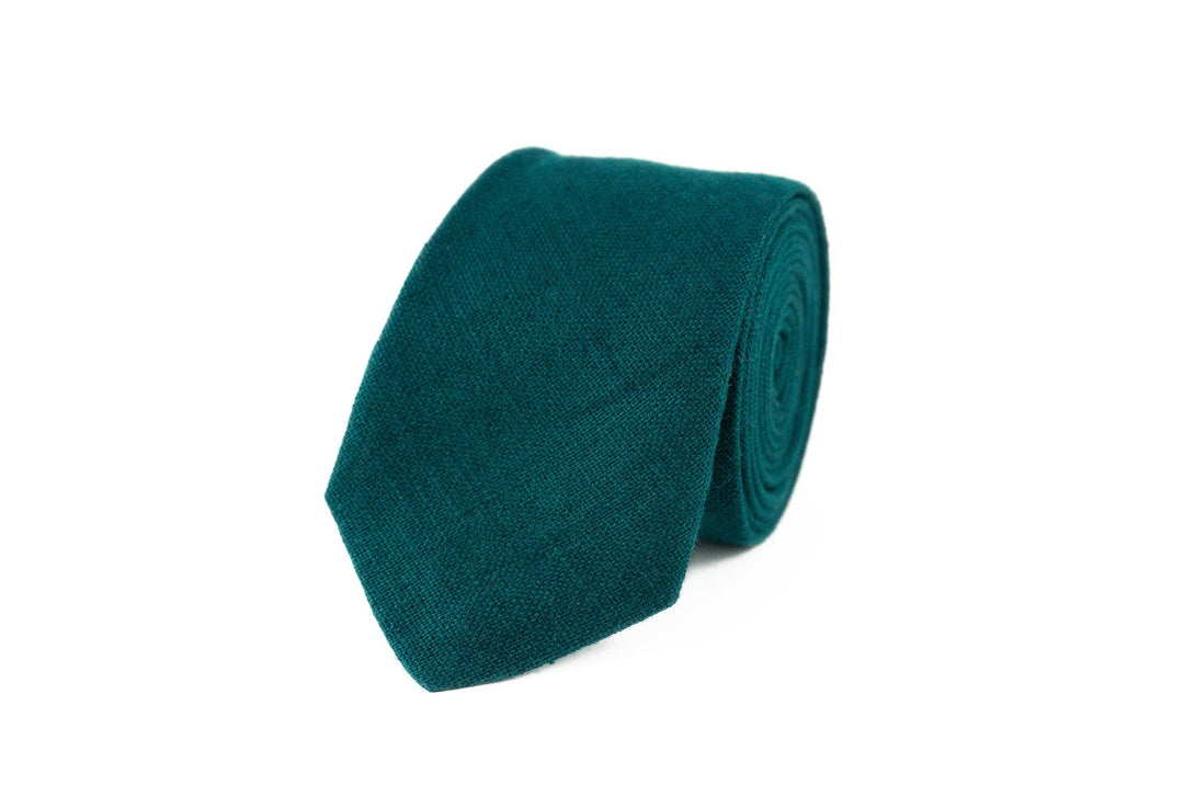 Teal green linen pocket square / handkerchief available with matching wedding necktie for man / Unique best men wedding ties