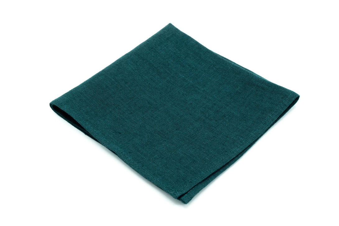 Teal green linen pocket square / handkerchief available with matching wedding necktie for man / Unique best men wedding ties