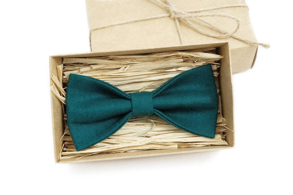 Teal green linen ties for men available with matching handkerchief / Wedding skinny neckties for groomsmen