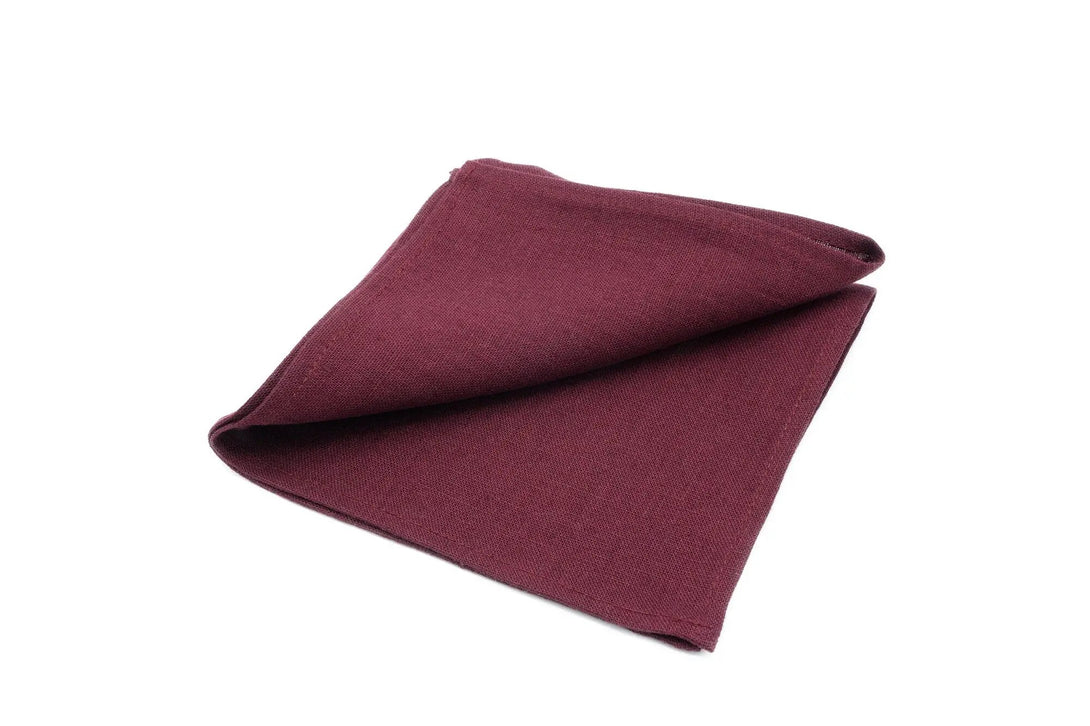 Plum color pre-tied linen men's ties / Wedding necktie and bow tie for groomsmen and ring bearer gift