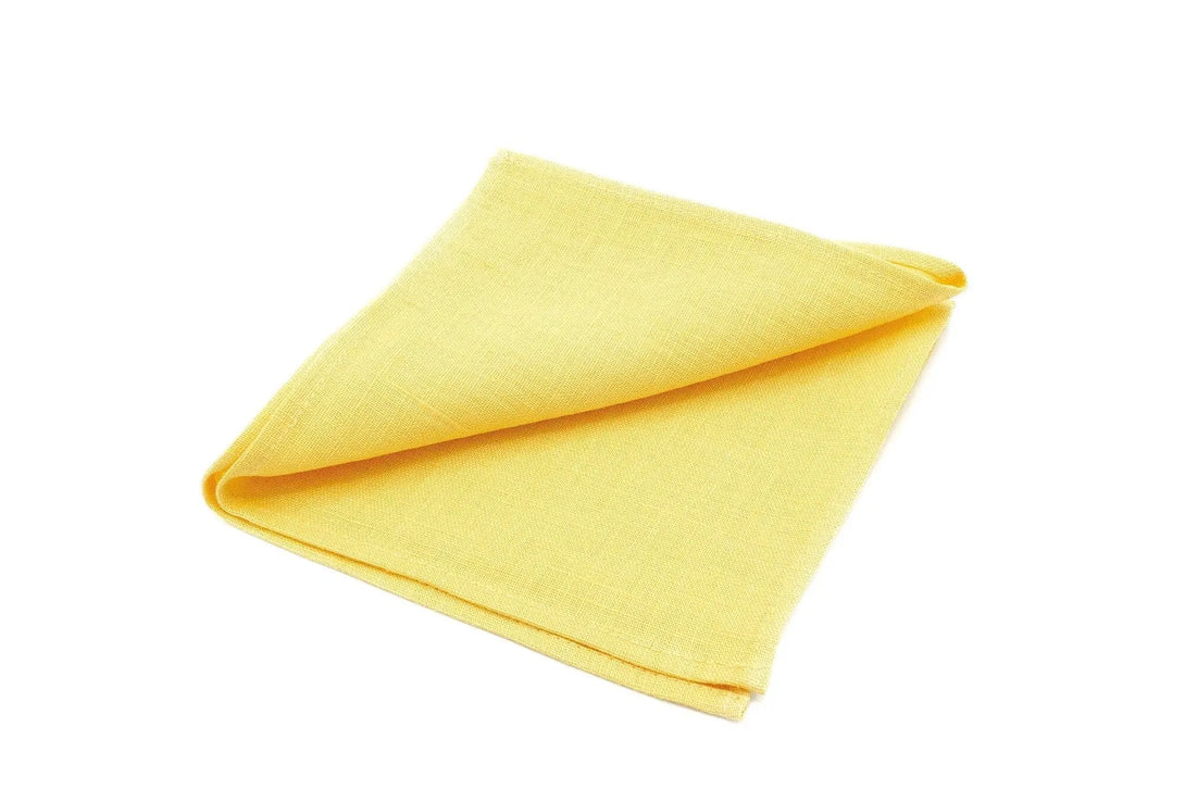 Yellow color linen pocket square / handkerchief available with skinny slim or standard groomsmen neckties for weddings