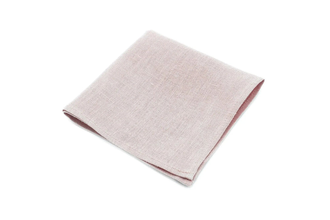 Dusty rose color linen pocket square / handkerchief available with skinny slim or standard groomsmen neckties for weddings