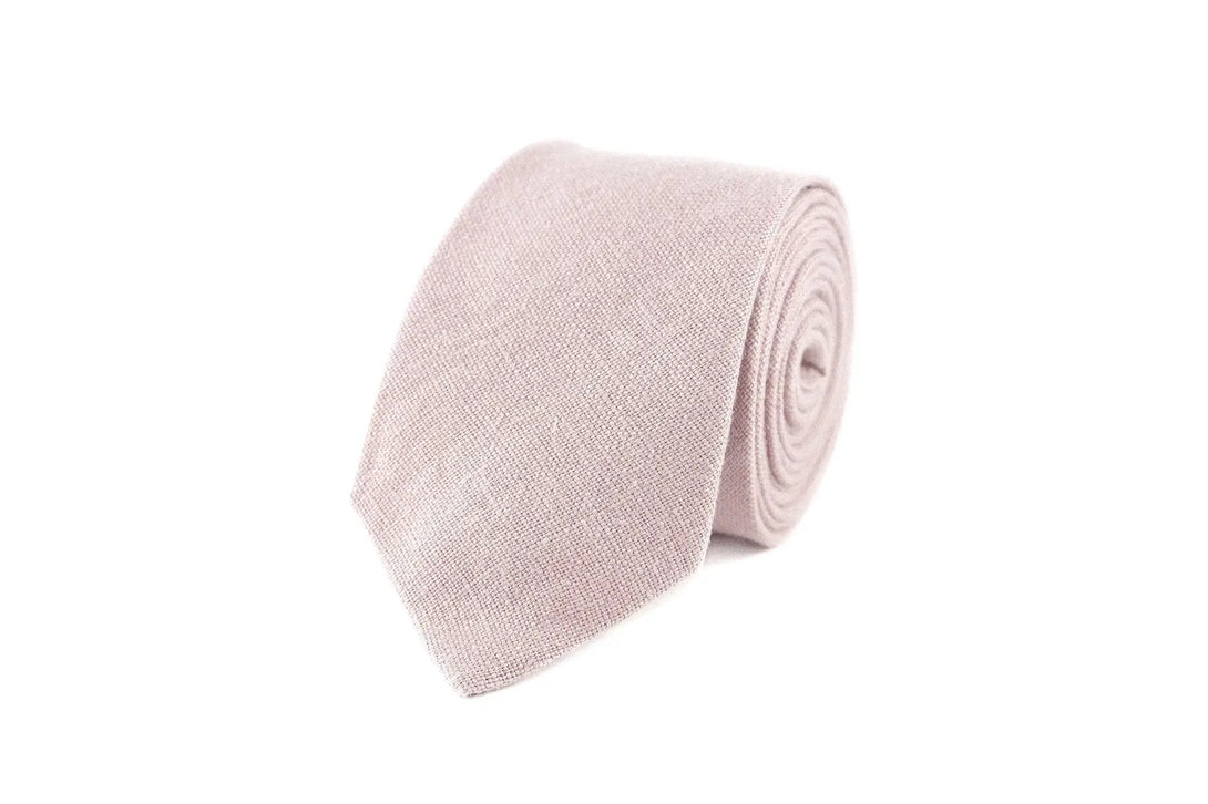 Dusty rose color linen pocket square / handkerchief available with skinny slim or standard groomsmen neckties for weddings