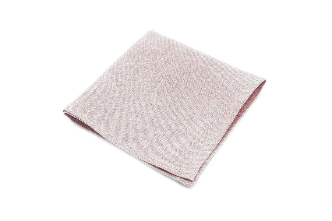 Dusty rose linen men's skinny or slim necktie available with matching handkerchief / Groomsmen gift ideas