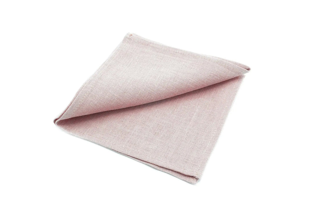 Dusty rose linen men's skinny or slim necktie available with matching handkerchief / Groomsmen gift ideas