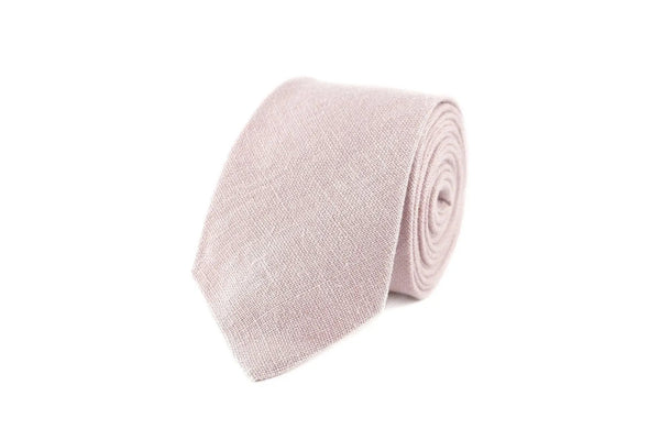 Dusty rose linen men's skinny or slim necktie available with matching handkerchief / Groomsmen gift ideas