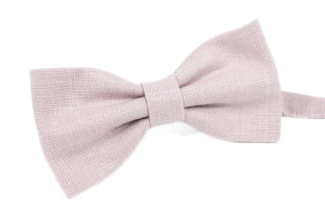 Dusty rose pre-tied linen wedding bow ties for groomsmen or groom / Anniversary gift for husband