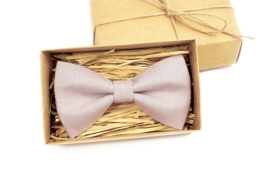 Dusty rose pre-tied linen bow ties for men and boys / Groomsmen ties for weddings