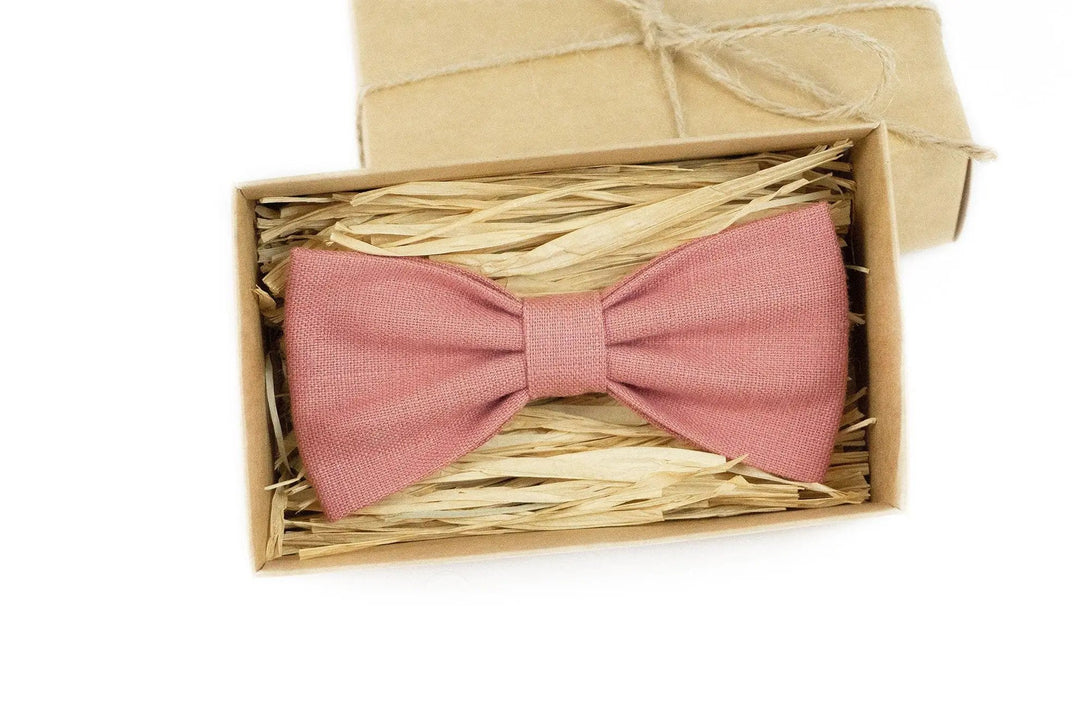 Dark dusty rose pre-tied groomsman bow ties for weddings / Anniversary gift for husband or boyfriend