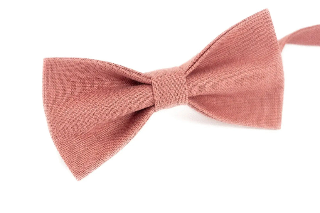 Dark dusty rose pre-tied linen ties for man and toddler boys / Wedding bow ties for groomsmen gift