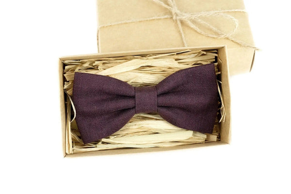 Eggplant color butterfly wedding bow tie for groomsman / Purple color bow ties for men and toddler boys